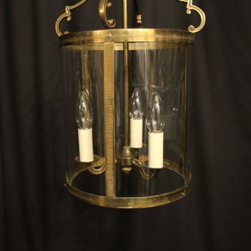 FRENCH GILDED TRIPLE LIGHT CONVEX ANTIQUE LANTERN - ADDITIONAL PHOTO 9
