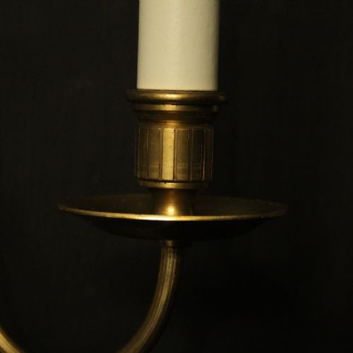 FRENCH GILDED BRASS TWIN ARM ANTIQUE WALL LIGHTS - ADDITIONAL PHOTO 4