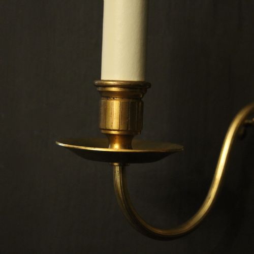 FRENCH GILDED BRASS TWIN ARM ANTIQUE WALL LIGHTS - ADDITIONAL PHOTO 5