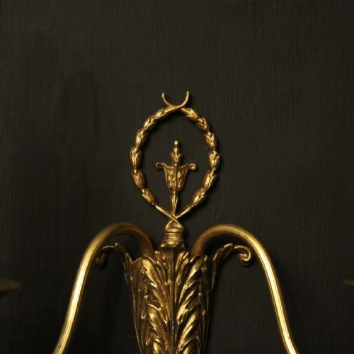 FRENCH GILDED BRASS TWIN ARM ANTIQUE WALL LIGHTS - ADDITIONAL PHOTO 6