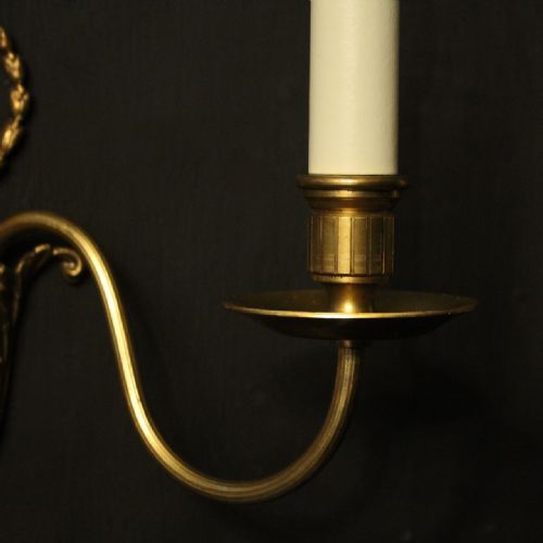 FRENCH GILDED BRASS TWIN ARM ANTIQUE WALL LIGHTS - ADDITIONAL PHOTO 8