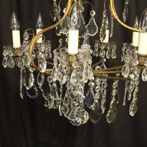 FRENCH GILDED CRYSTAL BIRDAGE 7 LIGHT ANTIQUE CHANDELIER - ADDITIONAL PHOTO 1