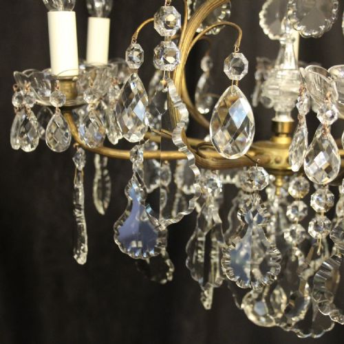 FRENCH GILDED CRYSTAL BIRDAGE 7 LIGHT ANTIQUE CHANDELIER - ADDITIONAL PHOTO 2