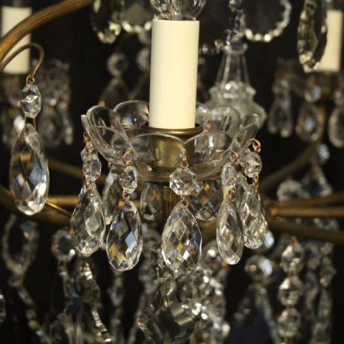 FRENCH GILDED CRYSTAL BIRDAGE 7 LIGHT ANTIQUE CHANDELIER - ADDITIONAL PHOTO 3