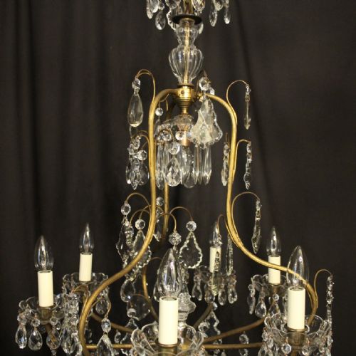 FRENCH GILDED CRYSTAL BIRDAGE 7 LIGHT ANTIQUE CHANDELIER - ADDITIONAL PHOTO 4