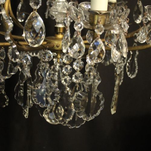 FRENCH GILDED CRYSTAL BIRDAGE 7 LIGHT ANTIQUE CHANDELIER - ADDITIONAL PHOTO 5