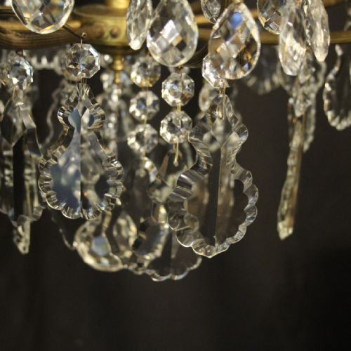 FRENCH GILDED CRYSTAL BIRDAGE 7 LIGHT ANTIQUE CHANDELIER - ADDITIONAL PHOTO 6