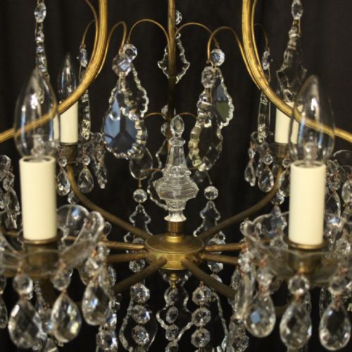 FRENCH GILDED CRYSTAL BIRDAGE 7 LIGHT ANTIQUE CHANDELIER - ADDITIONAL PHOTO 7