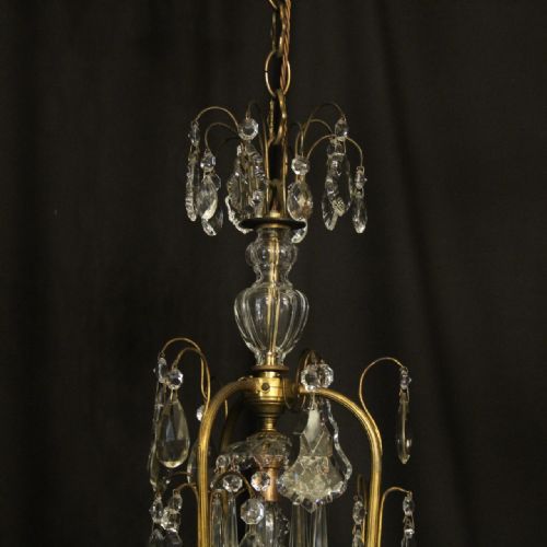 FRENCH GILDED CRYSTAL BIRDAGE 7 LIGHT ANTIQUE CHANDELIER - ADDITIONAL PHOTO 8