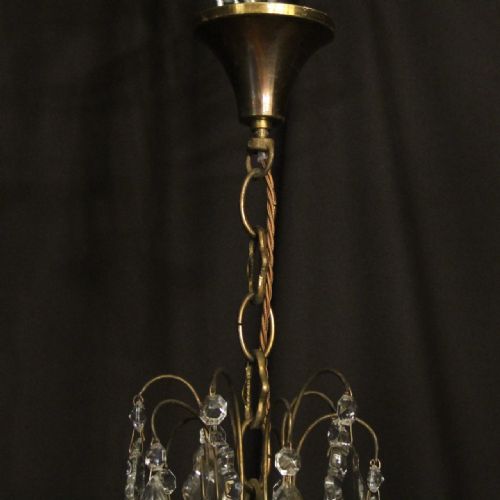 FRENCH GILDED CRYSTAL BIRDAGE 7 LIGHT ANTIQUE CHANDELIER - ADDITIONAL PHOTO 9