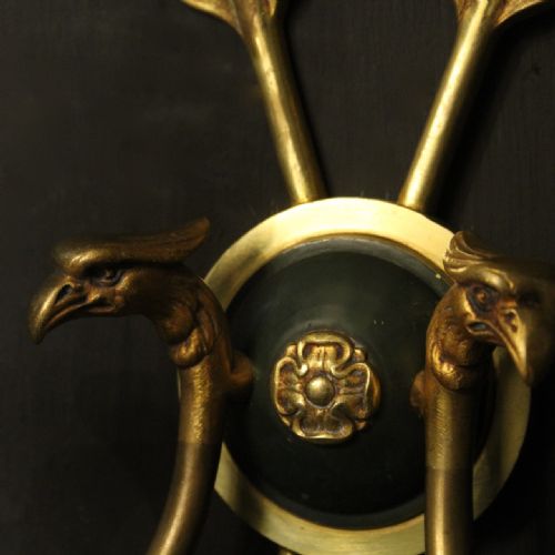 FRENCH SET OF 3 EMPIRE GILDED ANTIQUE WALL LIGHTS - ADDITIONAL PHOTO 4