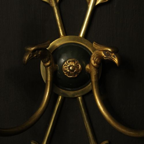 FRENCH SET OF 3 EMPIRE GILDED ANTIQUE WALL LIGHTS - ADDITIONAL PHOTO 5