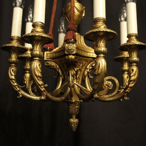 FRENCH GILDED BRONZE 8 LIGHT ANTIQUE CHANDELIER - ADDITIONAL PHOTO 3