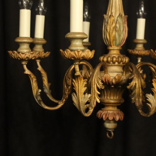 FLORENTINE 8 LIGHT POLYCHROME WOODEN CHANDELIER - ADDITIONAL PHOTO 1