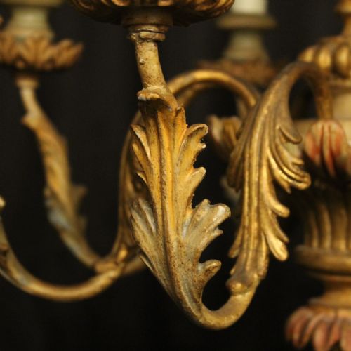 FLORENTINE 8 LIGHT POLYCHROME WOODEN CHANDELIER - ADDITIONAL PHOTO 5