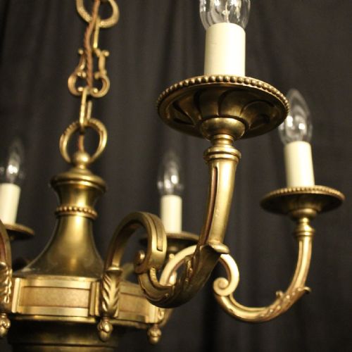 FRENCH PAIR OF BRONZE 6 LIGHT CHANDELIERS - ADDITIONAL PHOTO 2