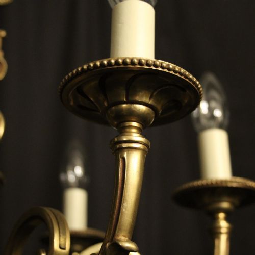 FRENCH PAIR OF BRONZE 6 LIGHT CHANDELIERS - ADDITIONAL PHOTO 3