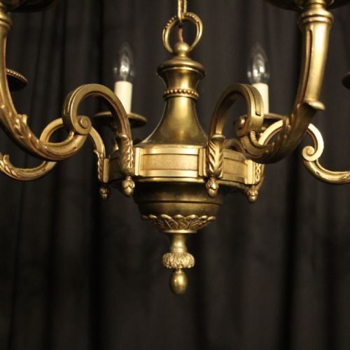 FRENCH PAIR OF BRONZE 6 LIGHT CHANDELIERS - ADDITIONAL PHOTO 4