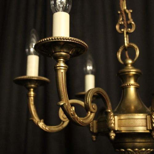 FRENCH PAIR OF BRONZE 6 LIGHT CHANDELIERS - ADDITIONAL PHOTO 5