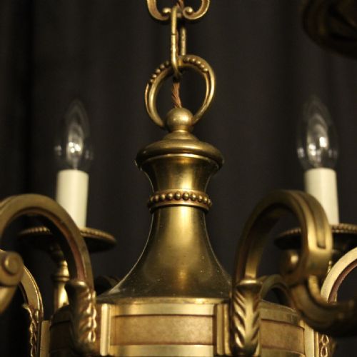 FRENCH PAIR OF BRONZE 6 LIGHT CHANDELIERS - ADDITIONAL PHOTO 6