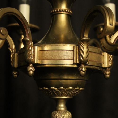 FRENCH PAIR OF BRONZE 6 LIGHT CHANDELIERS - ADDITIONAL PHOTO 7