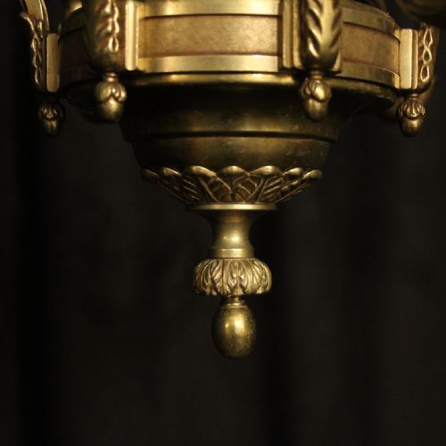 FRENCH PAIR OF BRONZE 6 LIGHT CHANDELIERS - ADDITIONAL PHOTO 8