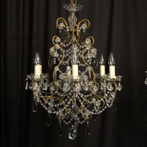 FRENCH PAIR OF SIX LIGHT ANTIQUE CHANDELIERS - ADDITIONAL PHOTO 1