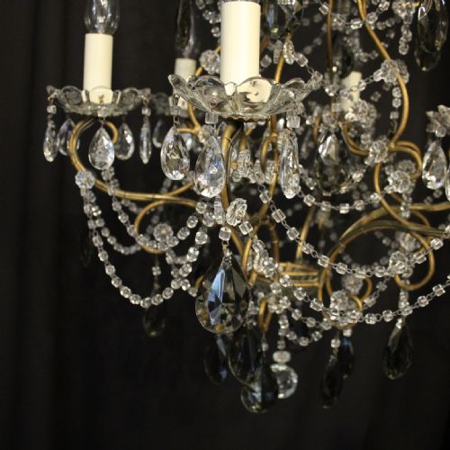 FRENCH PAIR OF SIX LIGHT ANTIQUE CHANDELIERS - ADDITIONAL PHOTO 2