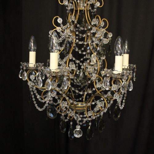 FRENCH PAIR OF SIX LIGHT ANTIQUE CHANDELIERS - ADDITIONAL PHOTO 3