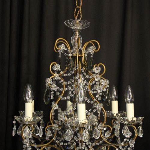 FRENCH PAIR OF SIX LIGHT ANTIQUE CHANDELIERS - ADDITIONAL PHOTO 5