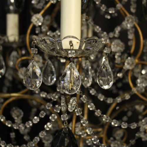 FRENCH PAIR OF SIX LIGHT ANTIQUE CHANDELIERS - ADDITIONAL PHOTO 6