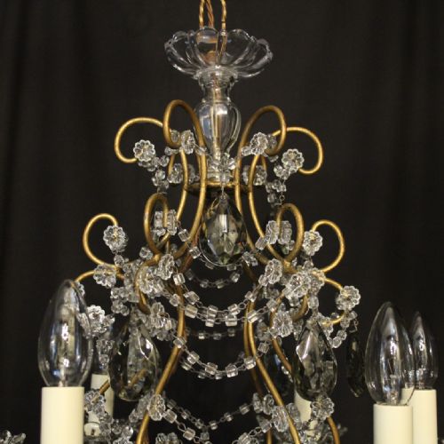 FRENCH PAIR OF SIX LIGHT ANTIQUE CHANDELIERS - ADDITIONAL PHOTO 8