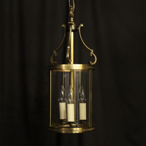 french gilded triple light convex antique lantern - CATEGORY: ANTIQUE LIGHTING - DATED 1920