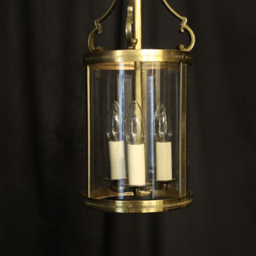 FRENCH GILDED TRIPLE LIGHT CONVEX ANTIQUE LANTERN - ADDITIONAL PHOTO 2