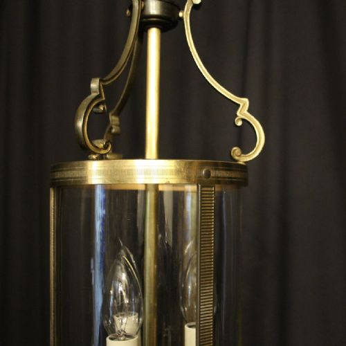 FRENCH GILDED TRIPLE LIGHT CONVEX ANTIQUE LANTERN - ADDITIONAL PHOTO 3