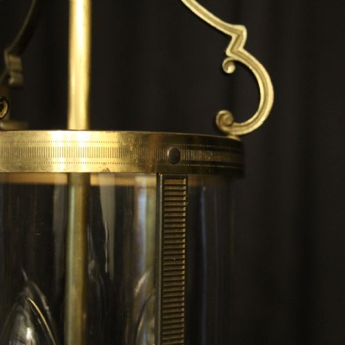 FRENCH GILDED TRIPLE LIGHT CONVEX ANTIQUE LANTERN - ADDITIONAL PHOTO 4