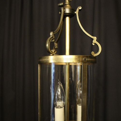 FRENCH GILDED TRIPLE LIGHT CONVEX ANTIQUE LANTERN - ADDITIONAL PHOTO 5