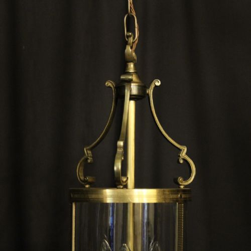 FRENCH GILDED TRIPLE LIGHT CONVEX ANTIQUE LANTERN - ADDITIONAL PHOTO 7