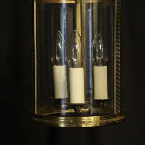 FRENCH GILDED TRIPLE LIGHT CONVEX ANTIQUE LANTERN - ADDITIONAL PHOTO 8