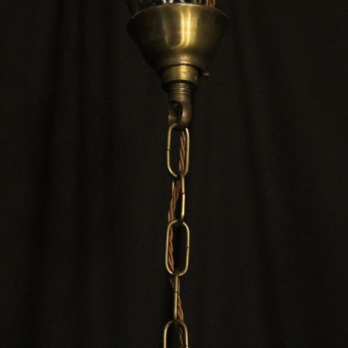 FRENCH GILDED TRIPLE LIGHT CONVEX ANTIQUE LANTERN - ADDITIONAL PHOTO 9