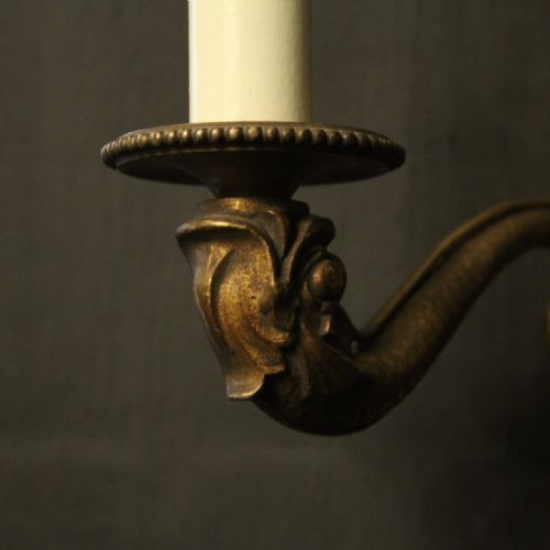 FRENCH PAIR OF GILDED BRONZE EMPIRE ANTIQUE WALL LIGHTS - ADDITIONAL PHOTO 3
