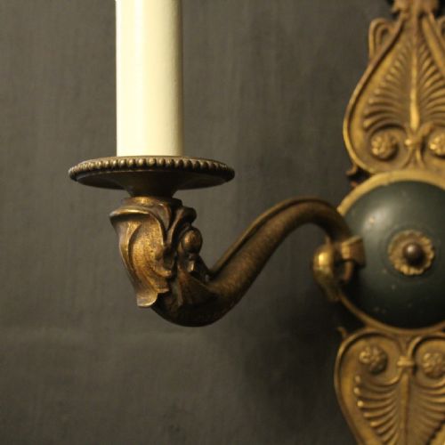 FRENCH PAIR OF GILDED BRONZE EMPIRE ANTIQUE WALL LIGHTS - ADDITIONAL PHOTO 4