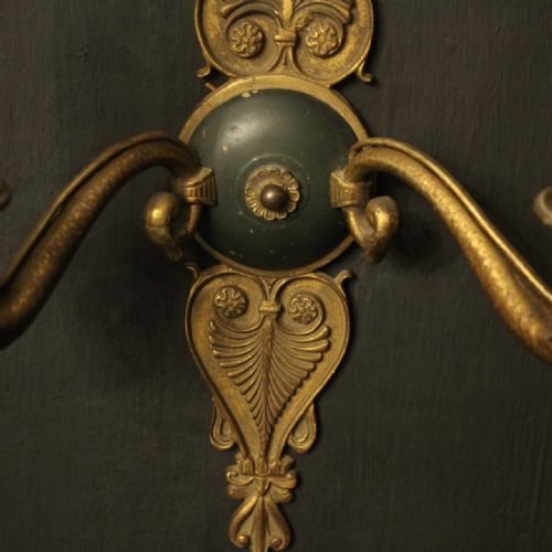 FRENCH PAIR OF GILDED BRONZE EMPIRE ANTIQUE WALL LIGHTS - ADDITIONAL PHOTO 8