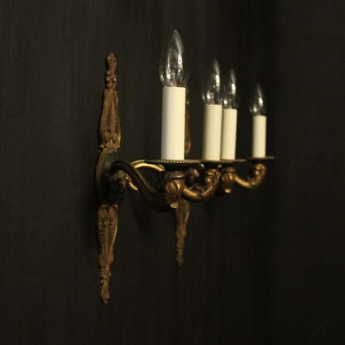 FRENCH PAIR OF GILDED BRONZE EMPIRE ANTIQUE WALL LIGHTS - ADDITIONAL PHOTO 9