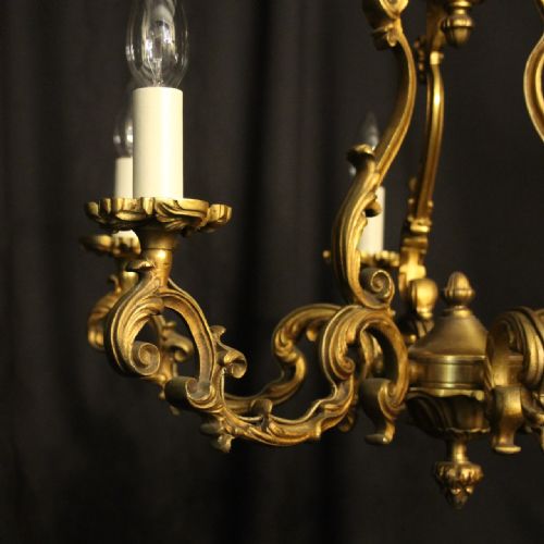 FRENCH GILDED BRONZE 8 LIGHT ANTIQUE CHANDELIER - ADDITIONAL PHOTO 1