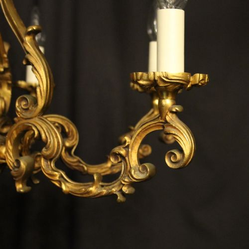 FRENCH GILDED BRONZE 8 LIGHT ANTIQUE CHANDELIER - ADDITIONAL PHOTO 3