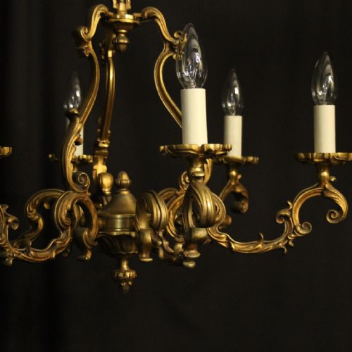 FRENCH GILDED BRONZE 8 LIGHT ANTIQUE CHANDELIER - ADDITIONAL PHOTO 5