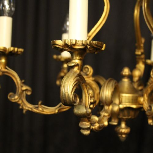 FRENCH GILDED BRONZE 8 LIGHT ANTIQUE CHANDELIER - ADDITIONAL PHOTO 6