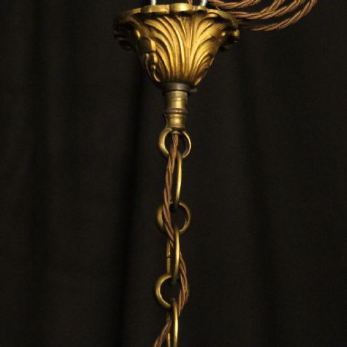 FRENCH GILDED BRONZE 8 LIGHT ANTIQUE CHANDELIER - ADDITIONAL PHOTO 9