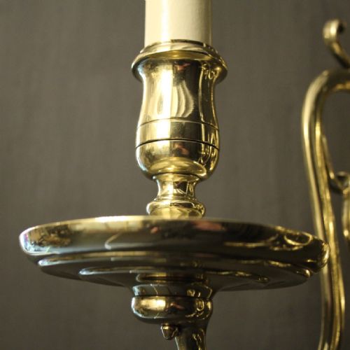 ENGLISH SET OF 3 TWIN ARM ANTIQUE WALL LIGHTS - ADDITIONAL PHOTO 3